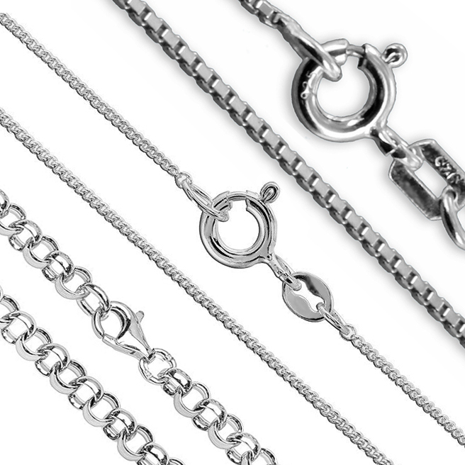Silberketten, Panzerketten, Venezianerketten & Erbsketten in echt Sterling-Silber 925